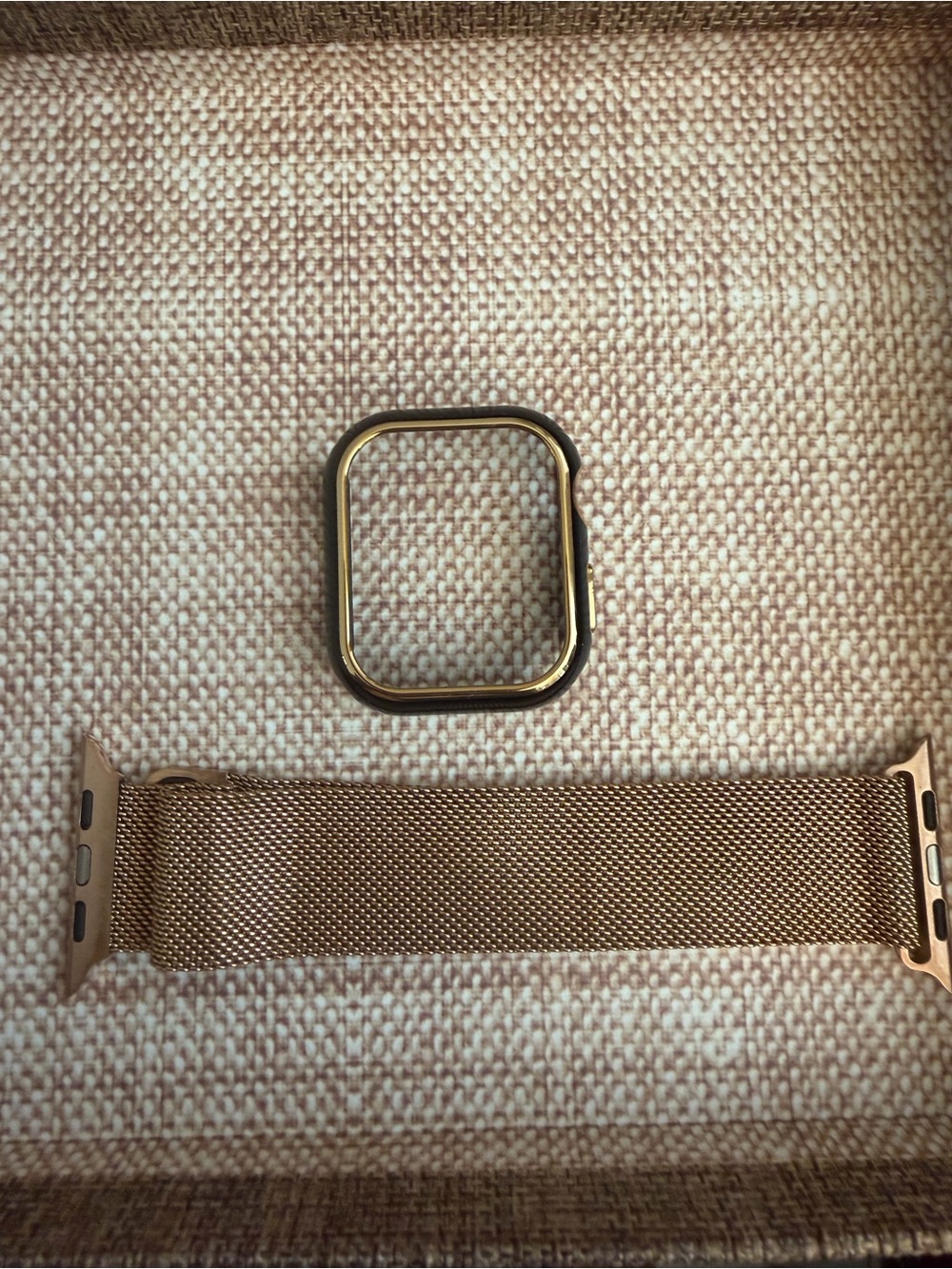 Bronze Stainless Steel Milanese Loop Watch Band with Gold Case Protector